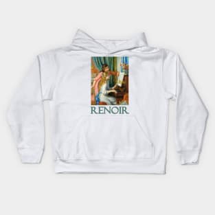 Two Young Girls at the Piano by Pierre-Auguste Renoir Kids Hoodie